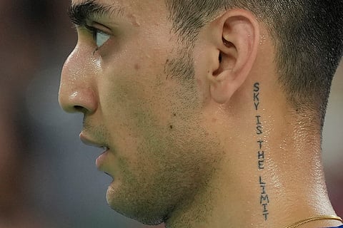 Lakshya Sen during men's singles badminton